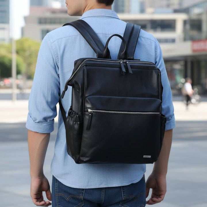 Melbourne-Vegan-Black-Nappy-Bag-Backpack-Dad