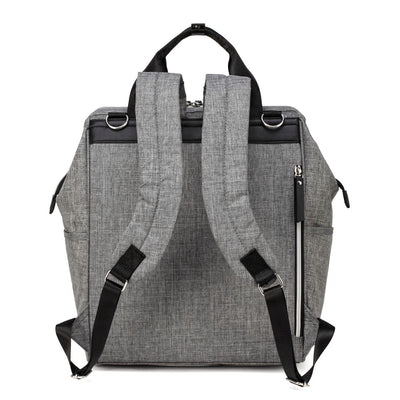 Melbourne Carry All Nappy Bag Backpack Grey - Backside