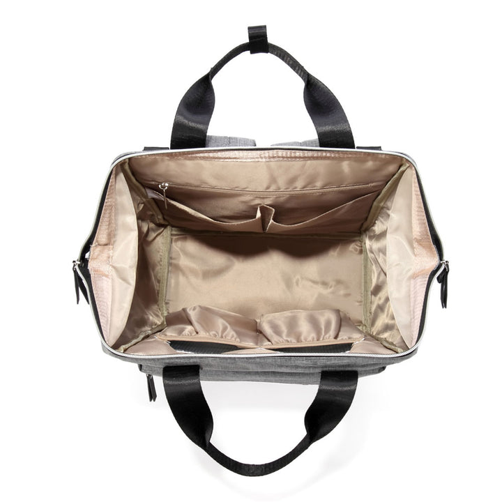 Melbourne Carry All Nappy Bag Backpack Grey - Inside Empty