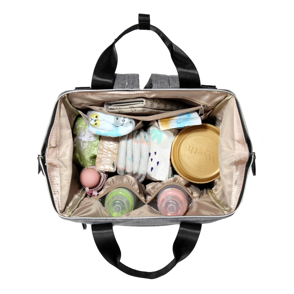 Melbourne Carry All Nappy Bag Backpack Grey - Inside Full