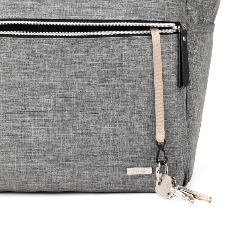 Melbourne Carry All Nappy Bag Backpack Grey - Key Fob