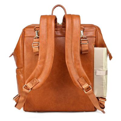 Melbourne Carry All Vegan Leather Nappy Bag Backpack Backside Backside View