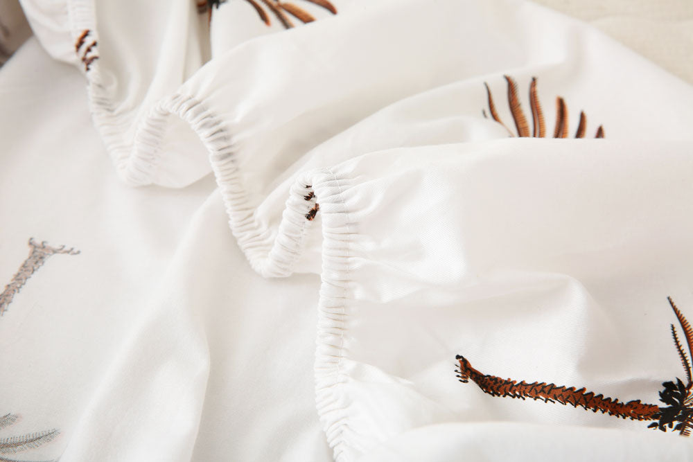 Palm Tree Baby Fitted Cot Sheet Closeup