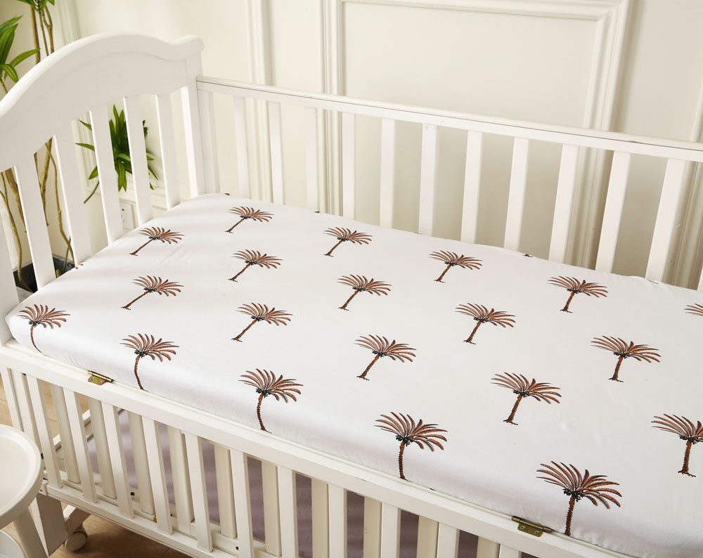 Palm Tree Baby Fitted Cot Sheet Front