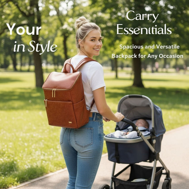 Victoria-Nappy-Backpack-with-Mum-and-Pram