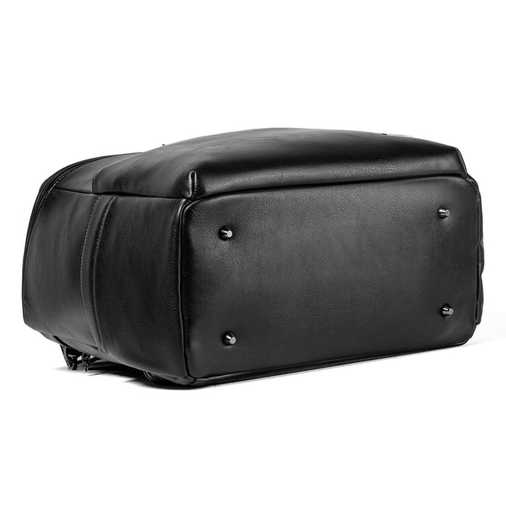 Victoria black vegan leather nappy bag backpack botton view