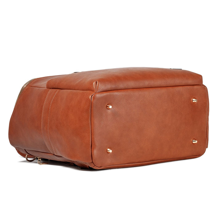 Victoria tan vegan leather nappy bag backpack bottom