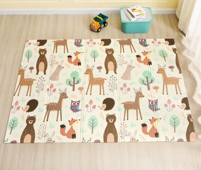 Woodland Animals Large Reversible Baby Play Mat Front
