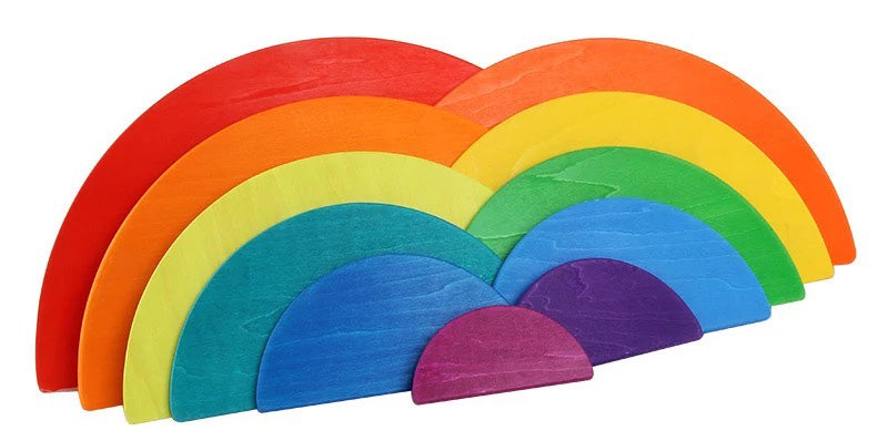 11 Piece Wooden Rainbow Semi Circle Stacker Front