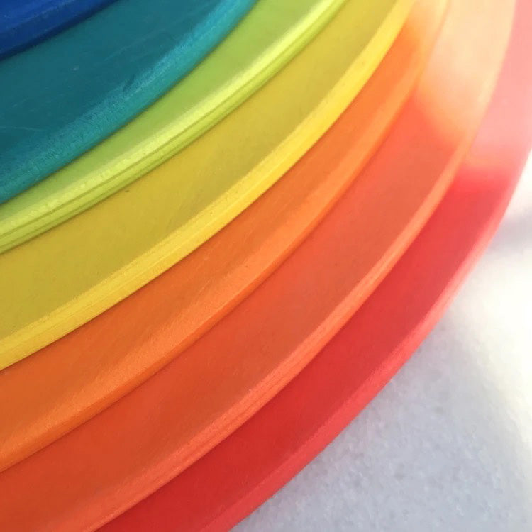 11 Piece Wooden Rainbow Semi Circle Stacker closeup