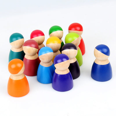 12 Piece Wooden Rainbow Peg Dolls 3