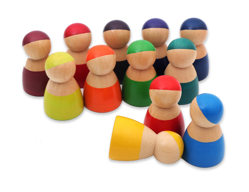12 Piece Wooden Rainbow Peg Dolls 7