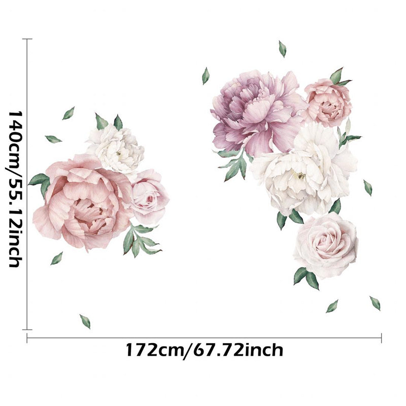 140-172 cm Huge Peony Flowers Wall Stickers Size