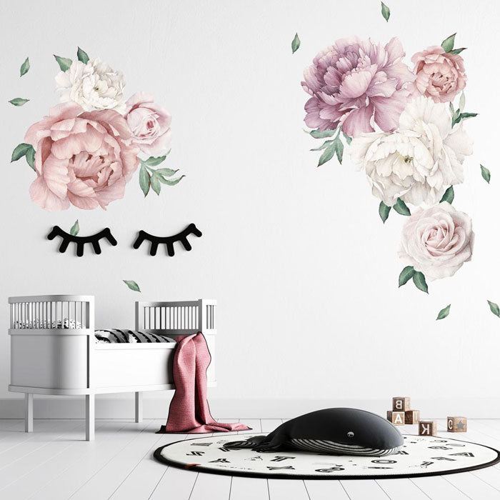 140-172 cm Huge Peony Flowers Wall Stickers in baby nursery