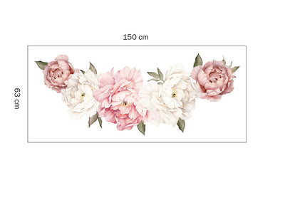 150-63 cm XL Peony Flowers Baby Nursery & Kid's Room Wall stickers size dimensions