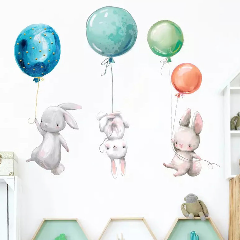 3 Bunnies Baby Nursery Wall Sticker in Playroom
