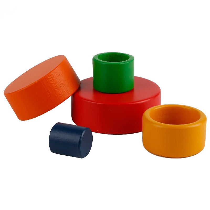 5 Piece Wooden Colorful Stacking Bowls 1