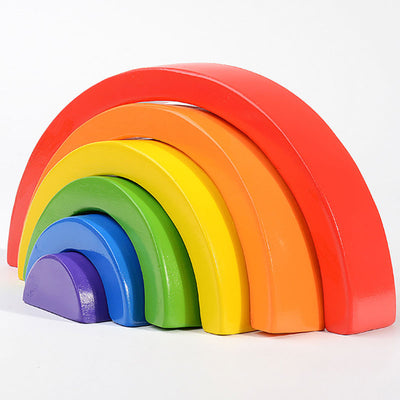 6 Piece Wooden Rainbow Stacker side