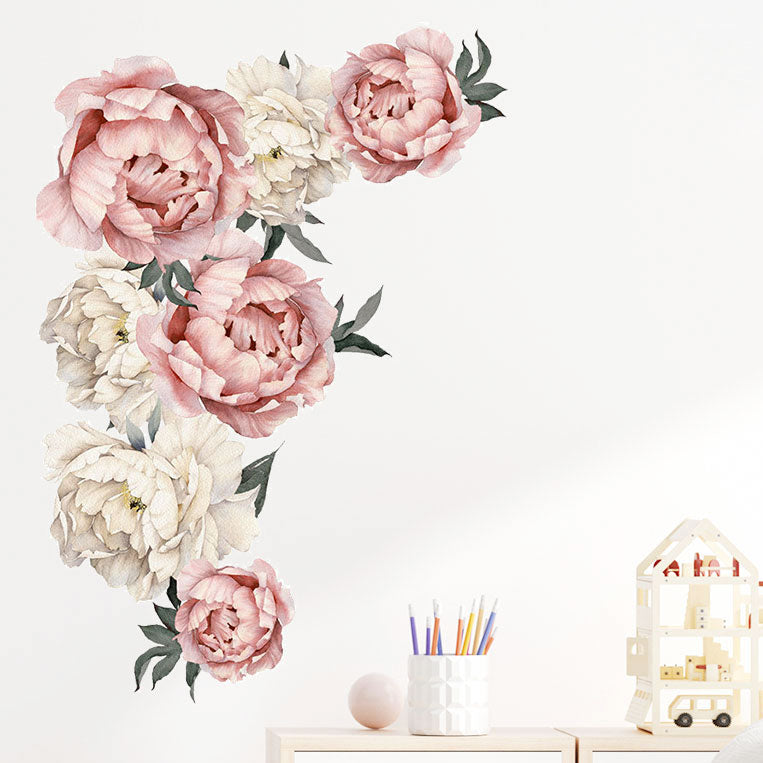 94 x 73 cm Large Peony Flowers Wall Sticker in baby nursery