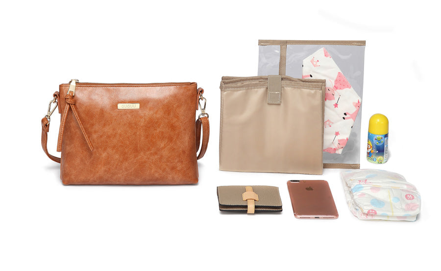 Aaryaa Nappy Clutch - Tan