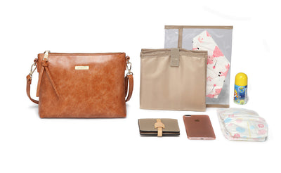 Aaryaa Nappy Clutch - Tan