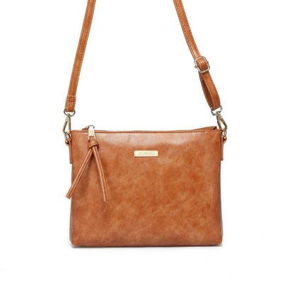 Aaryaa Nappy Clutch Bag in Tan