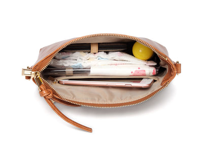 Aaryaa Nappy Clutch - Tan