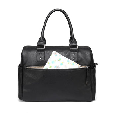 Adele All In One Black Nappy Bag back with zipper open