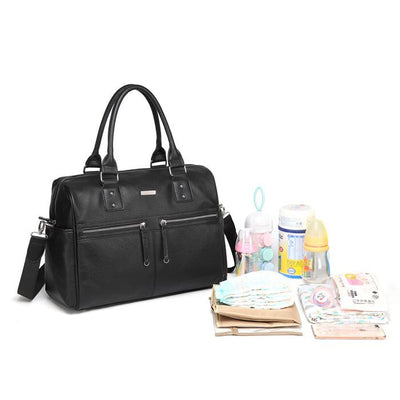 Adele All In One Black Nappy Bag with items