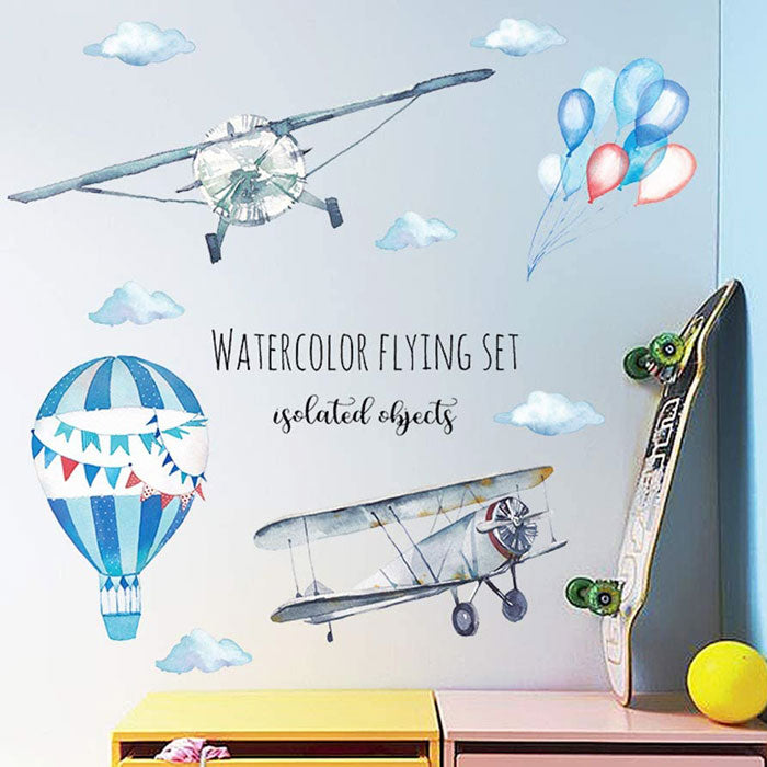 Airplane and Hot Air Balloon Nursery Wall Sticker front