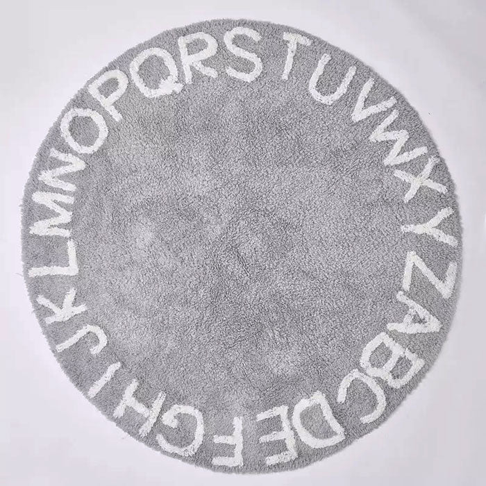 Alphabet Round Grey Cotton Baby Play Mat 120 x 120 cm