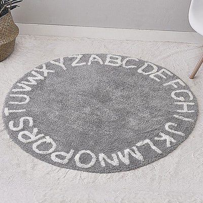 Alphabet Round Grey Cotton Baby Play Mat 120 x 120 cm front