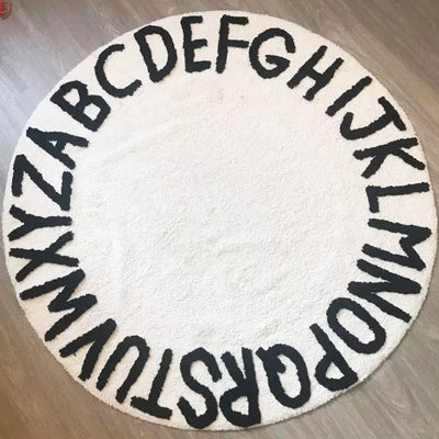 Alphabet Round Off White  Cotton Baby Play Mat