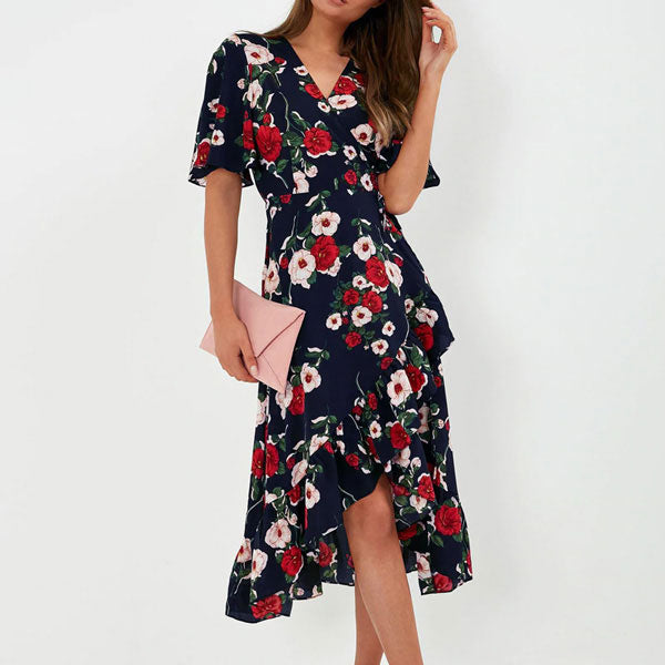 Amelia Navy Nursing &-Maternity Wrap Dress