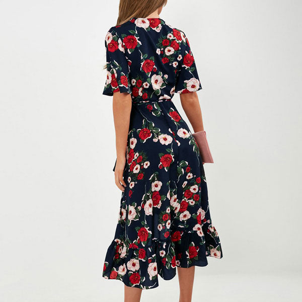Amelia Navy Maternity & Nursing Wrap Dress