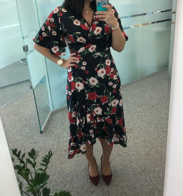 Amelia Navy Maternity & Nursing Wrap Dress