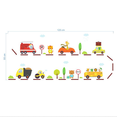 Animal Road Nursery Wall Sticker size