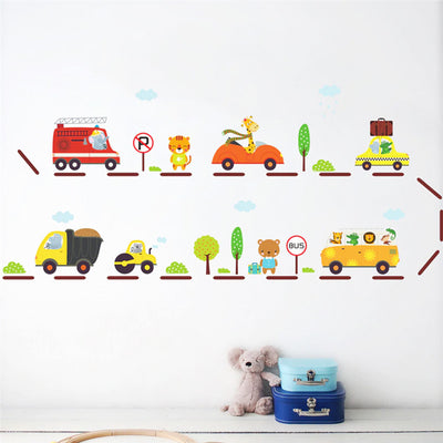 Animal Road Nursery Wall Sticker