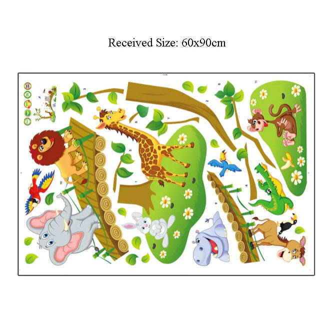 Animal Tree Bridge Nursery Sticker size