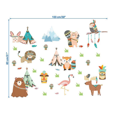 Animal Tribe Nursery Wall Sticker Size