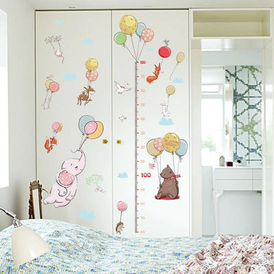 Animals Height Measurement Wall Sticker on wardrobe