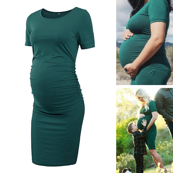 Ariah - Red Short Sleeves Maternity Dress