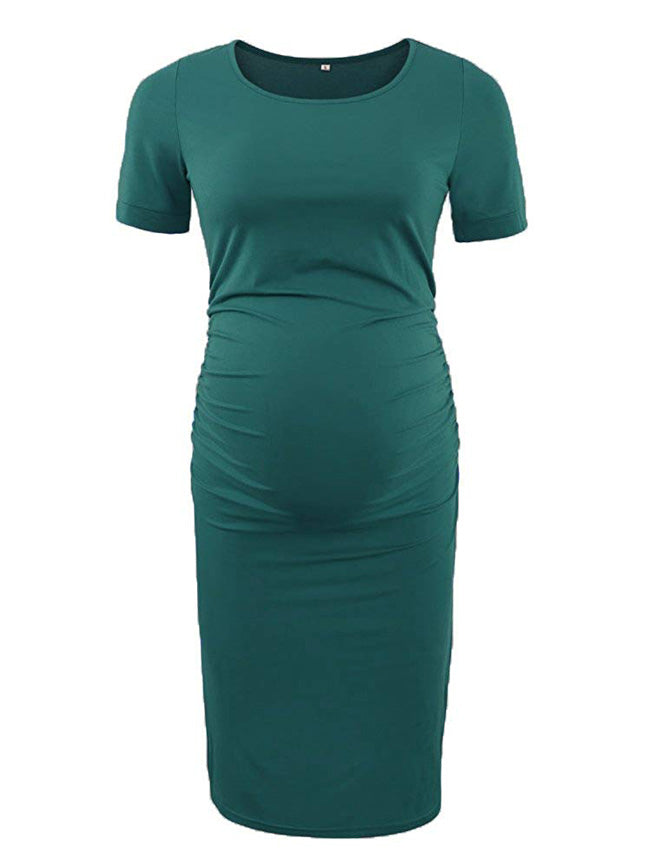 Ariah - Green Short Sleeves Maternity Dress