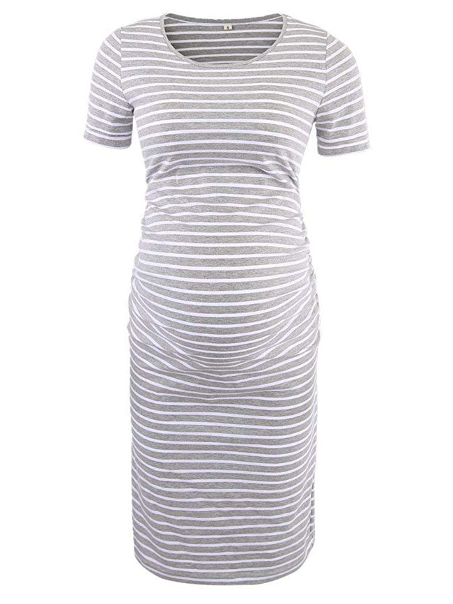 Ariah - Grey Short Sleeves Maternity Dress