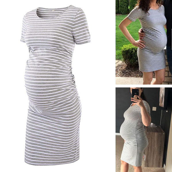Ariah - Red Short Sleeves Maternity Dress