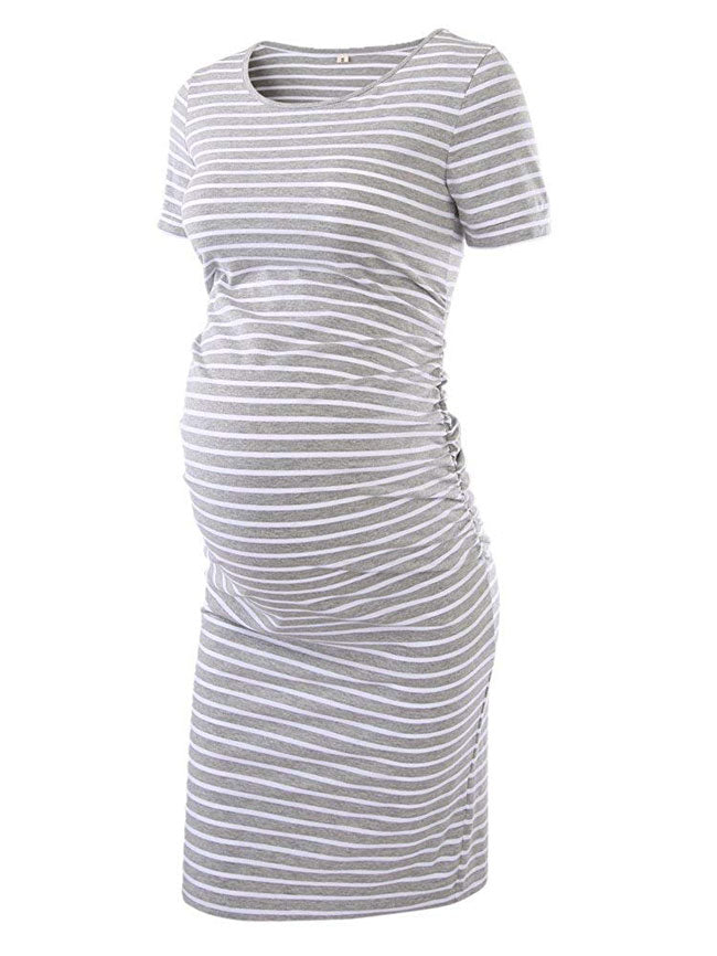 Ariah Grey Short Sleeves Maternity Dress