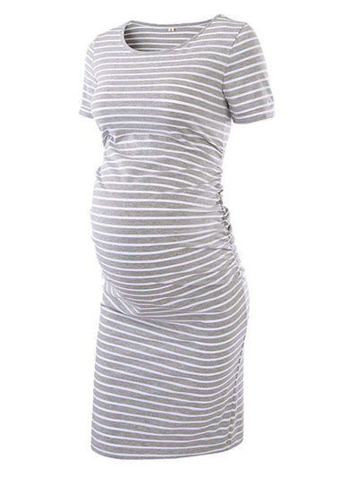 Ariah Grey Short Sleeves Maternity Dress
