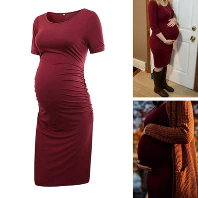 Ariah - Grey Short Sleeves Maternity Dress