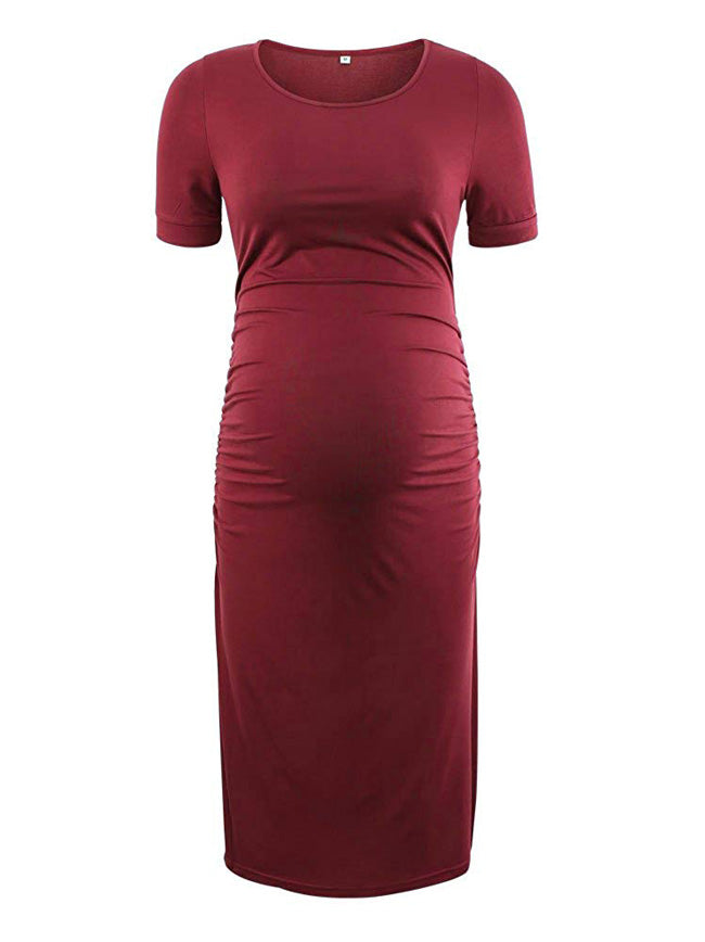 Ariah - Red Short Sleeves Maternity Dress