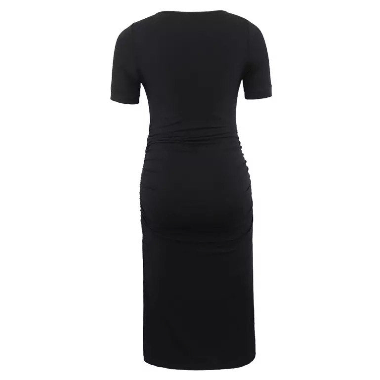 Ariah Black Short Sleeves Maternity Dress back
